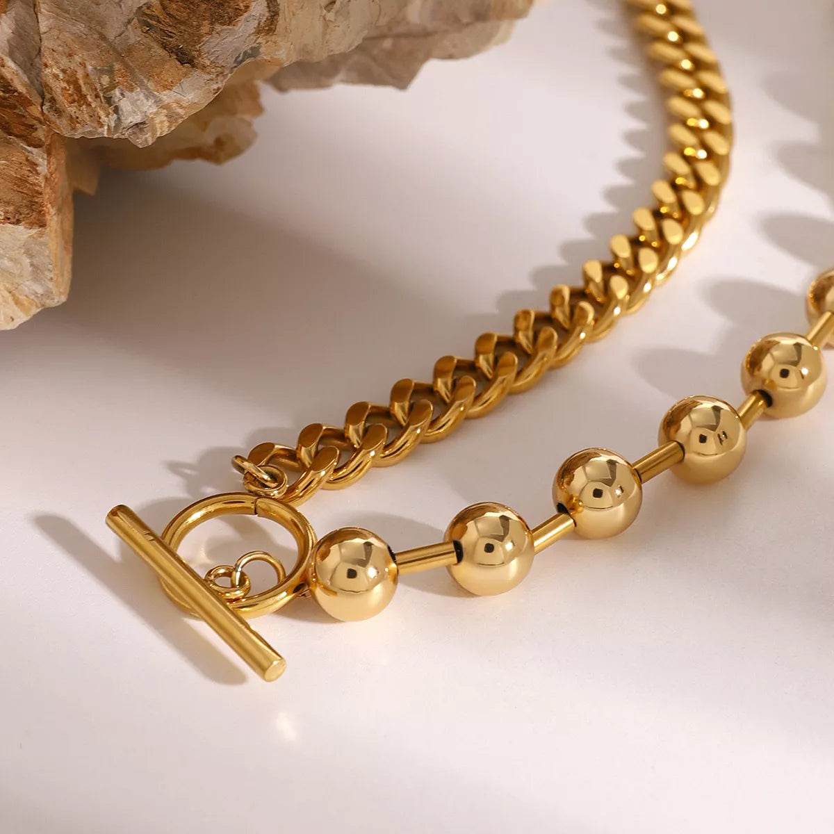 18K Gold-Plated Toggle Clasp Necklace - ELY VESSA LLC