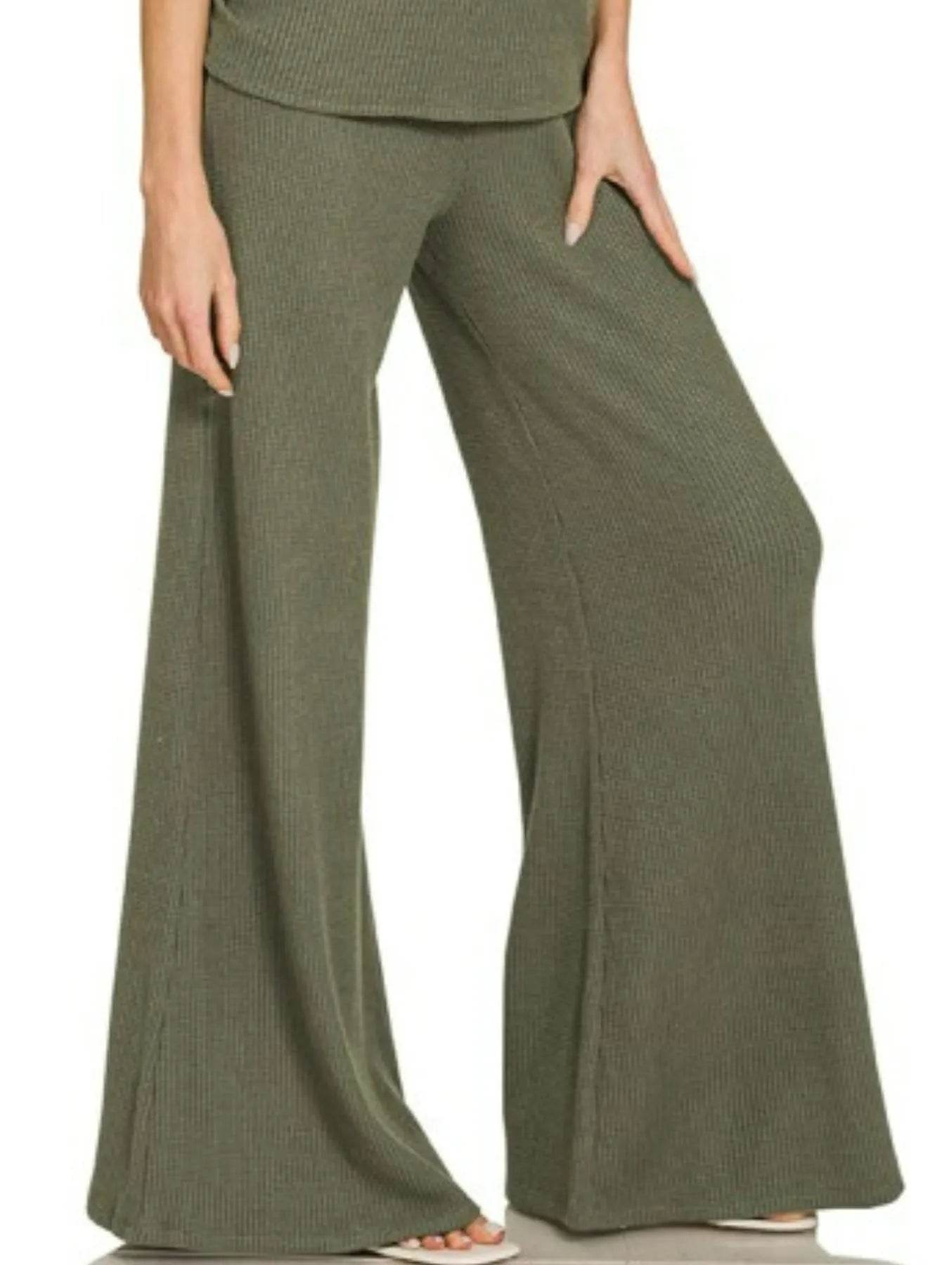 Zenana Mock Neck Top and Pants Sweater Set - ELY VESSA LLC