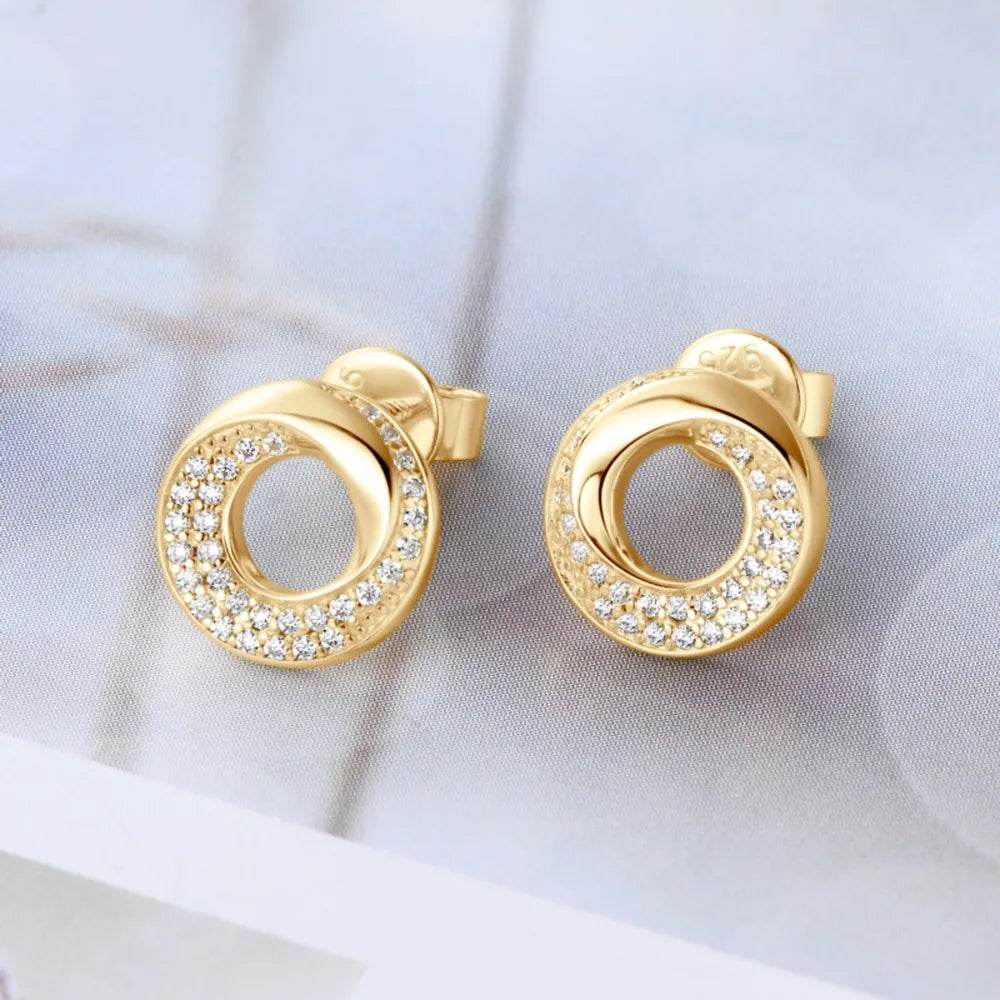 925 Sterling Silver Inlaid Moissanite Stud Earrings - ELY VESSA LLC