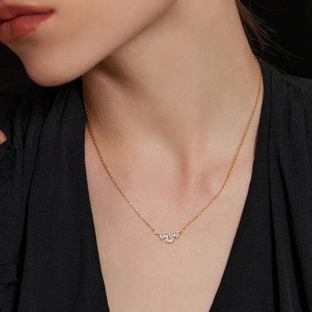 925 Sterling Silver Inlaid Moissanite Necklace - ELY VESSA LLC