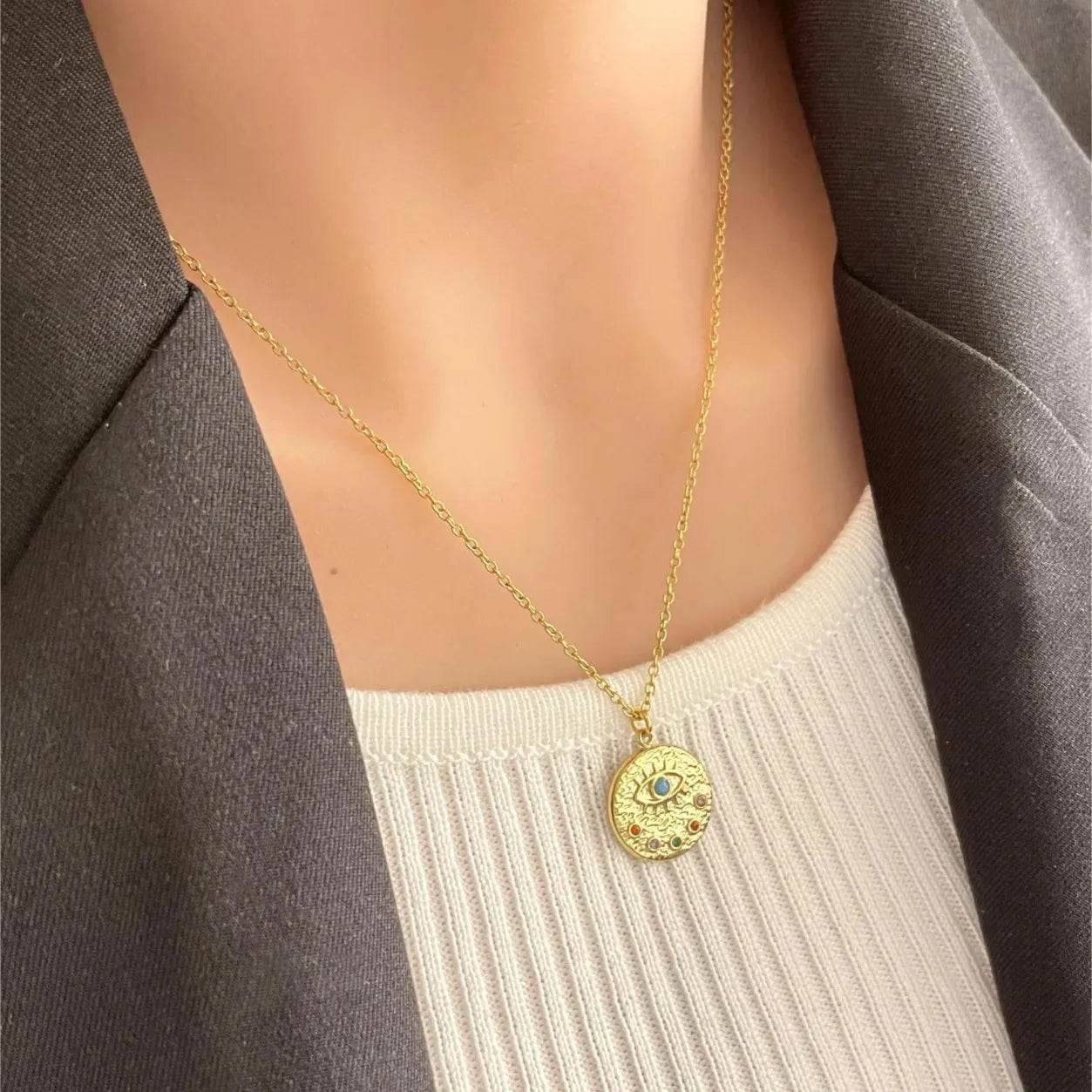 18K Gold-Plated Coin Pendant Necklace - ELY VESSA LLC