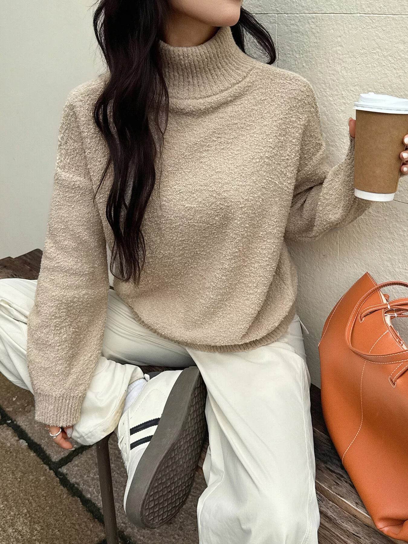 Turtleneck Long Sleeve Sweater - ELY VESSA LLC