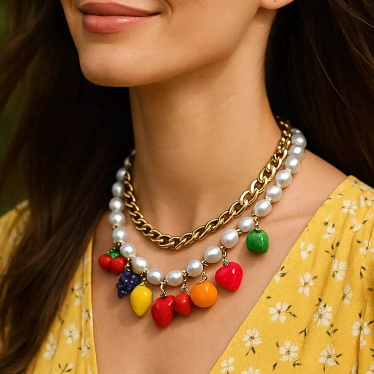Colorful Charm Double Layered Necklace - ELY VESSA LLC