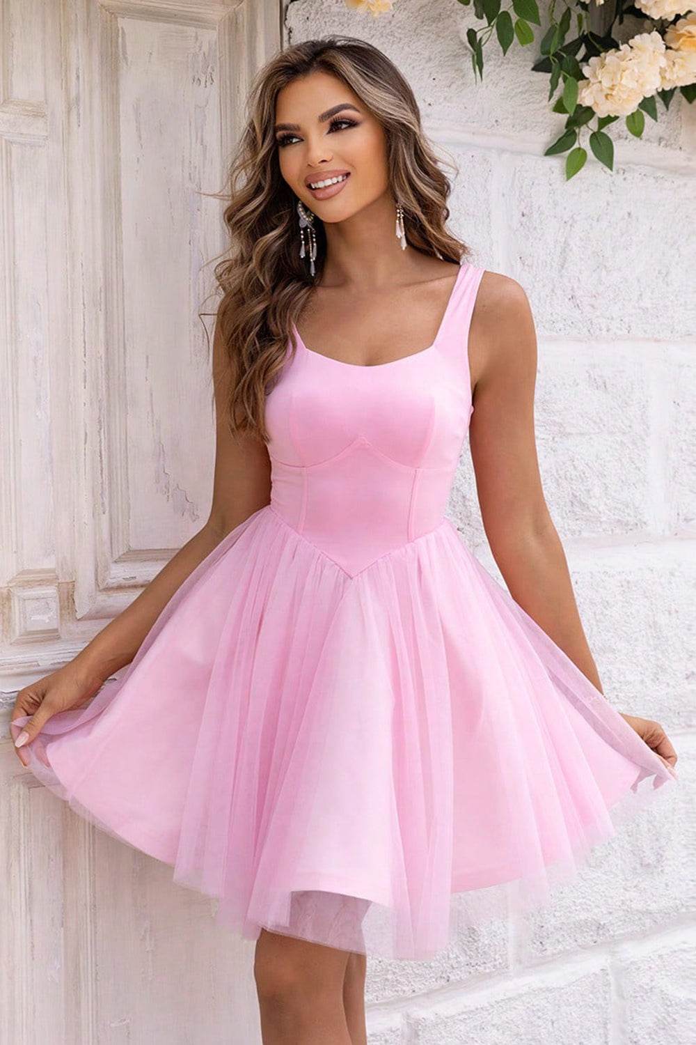 Wide Strap Mesh Dress - ELY VESSA LLC