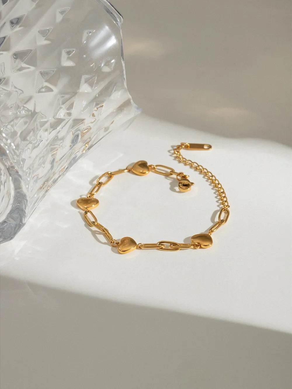 18K Gold-Plated Stainless Steel Heart Bracelet - ELY VESSA LLC