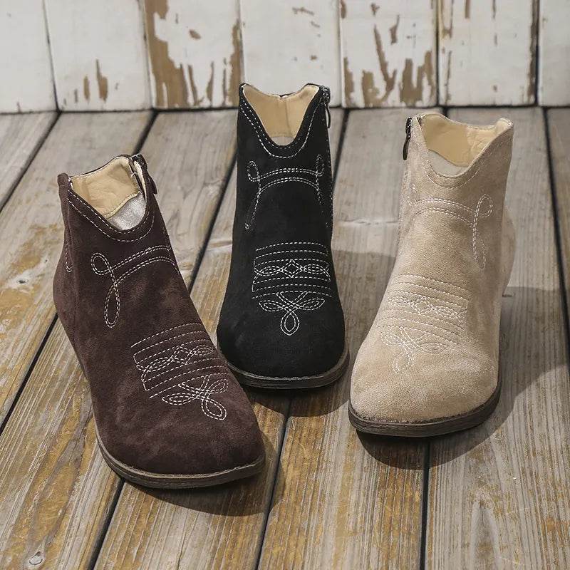 Block Heel Ankle Boots - ELY VESSA LLC