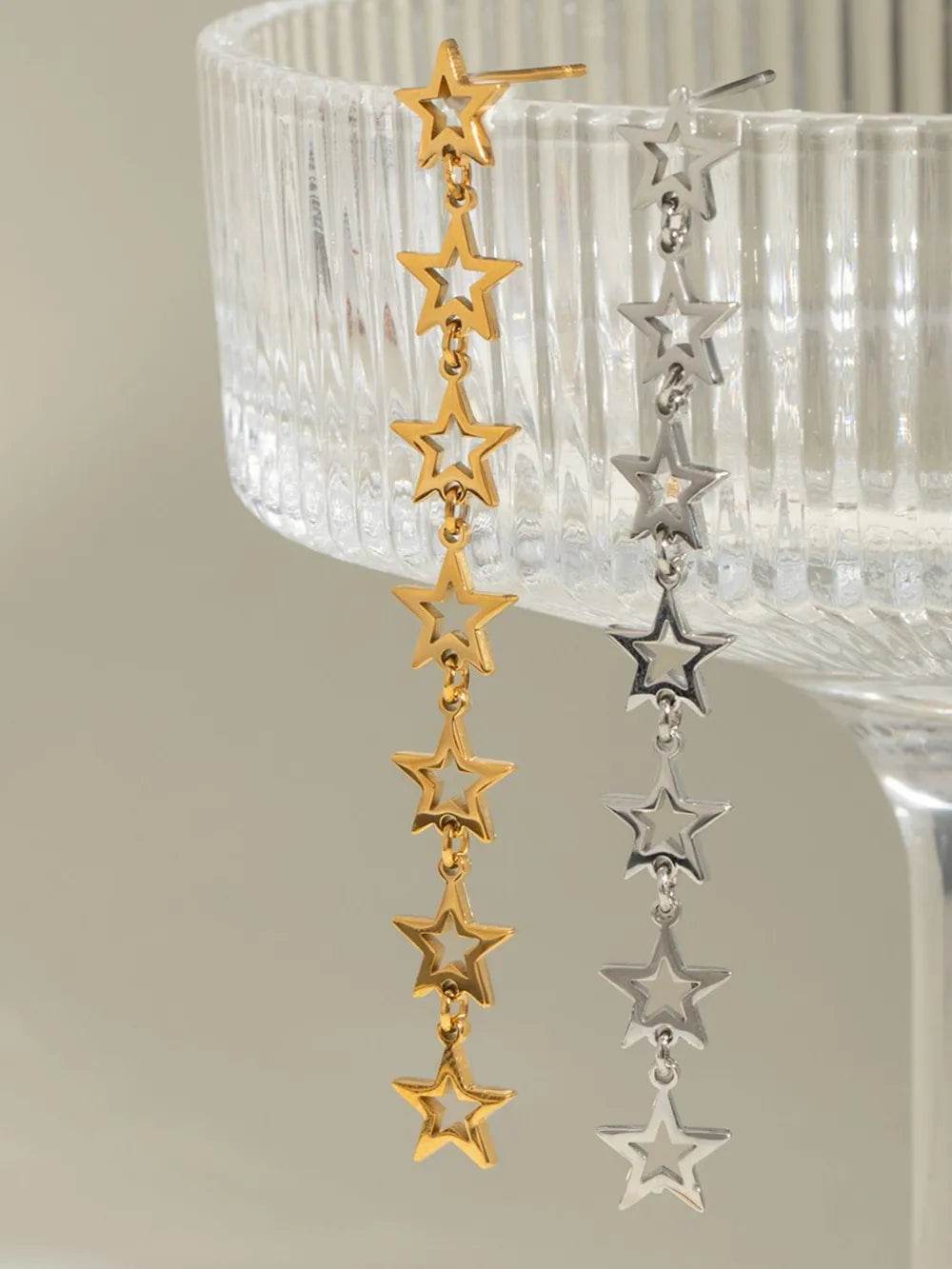 Stainless Steel Cutout Star Earrings - ELY VESSA LLC