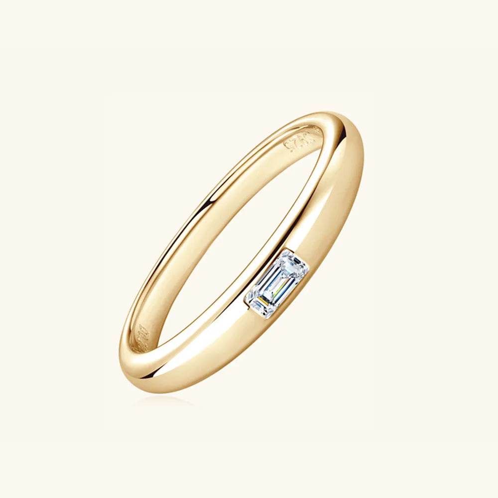 925 Sterling Silver Inlaid Moissanite Ring - ELY VESSA LLC