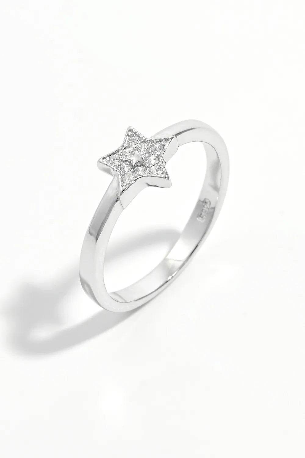 925 Sterling Silver Inland Zircon Star Ring - ELY VESSA LLC