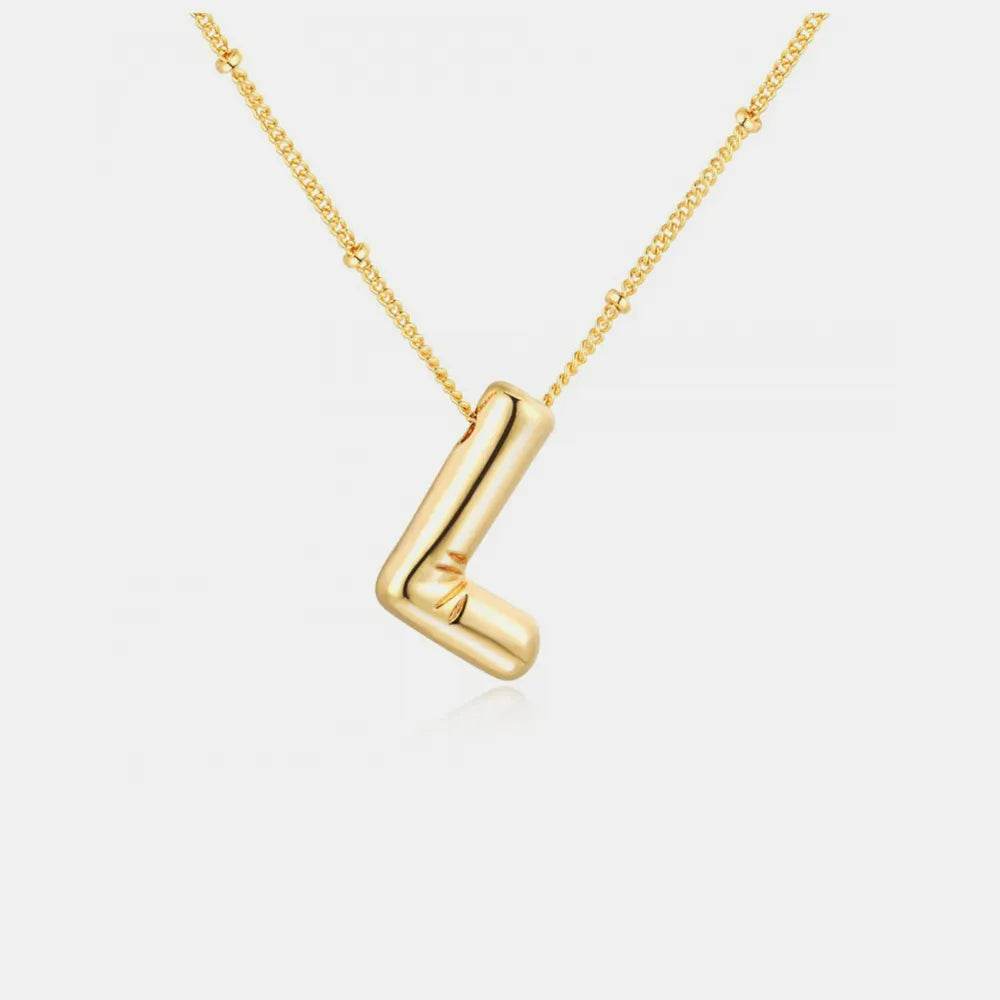 Gold-Plated Bubble Initial Necklace - ELY VESSA LLC
