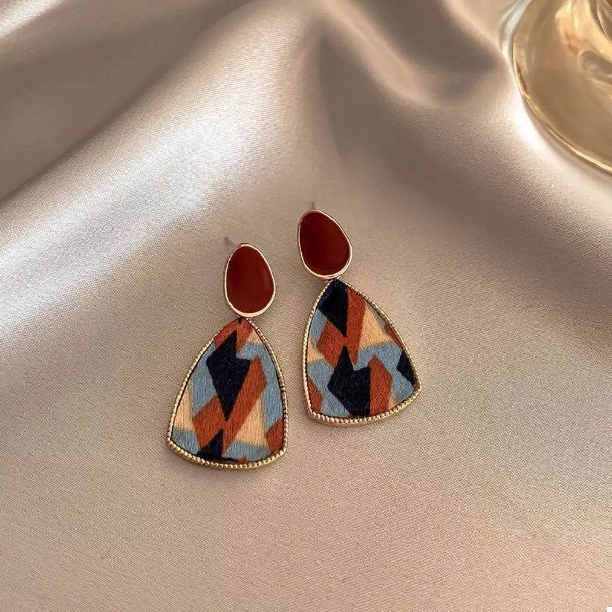 Colorful Abstract Pattern Drop Earrings - ELY VESSA LLC
