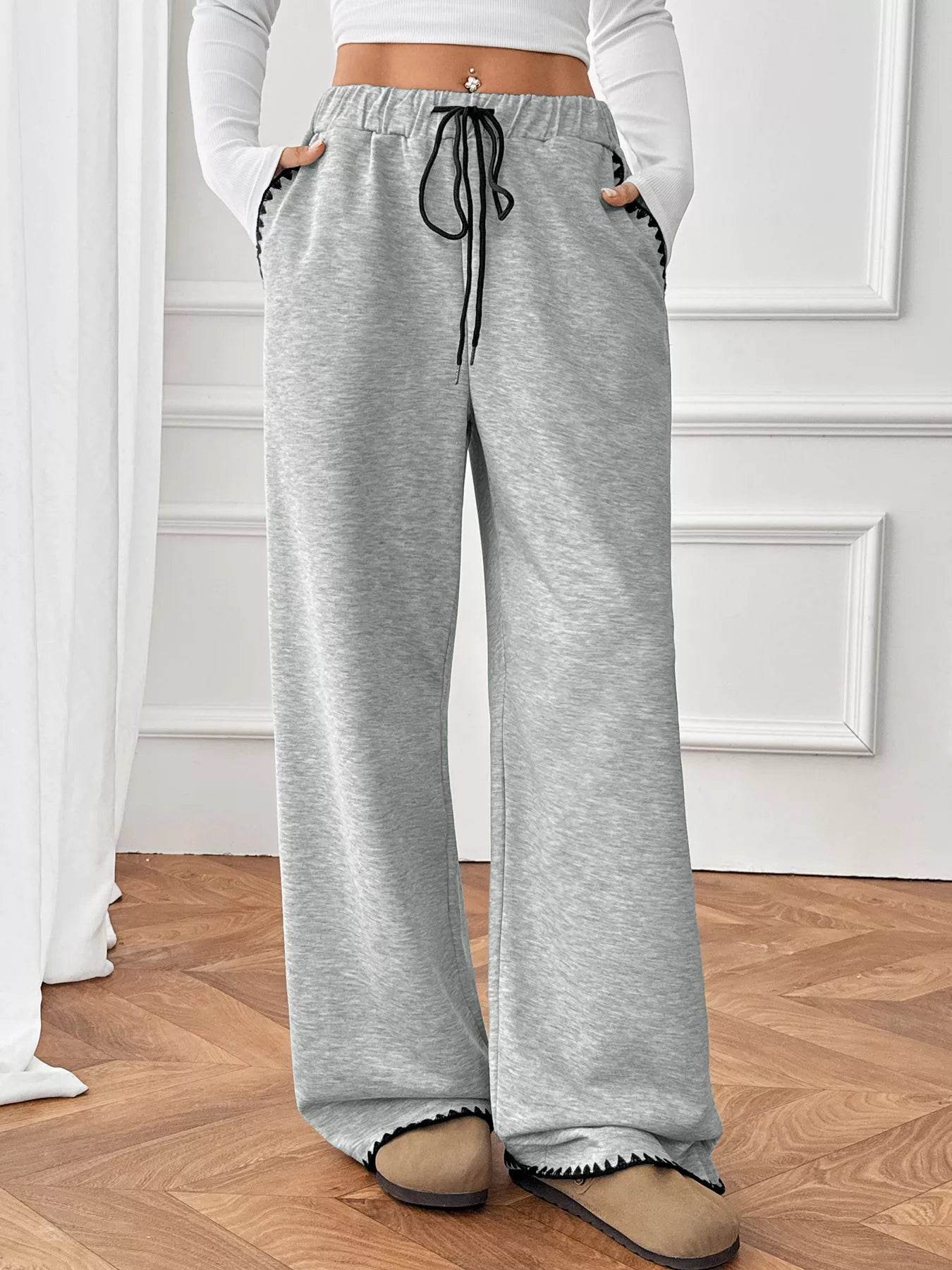 Wide-Leg Drawstring Pants - ELY VESSA LLC