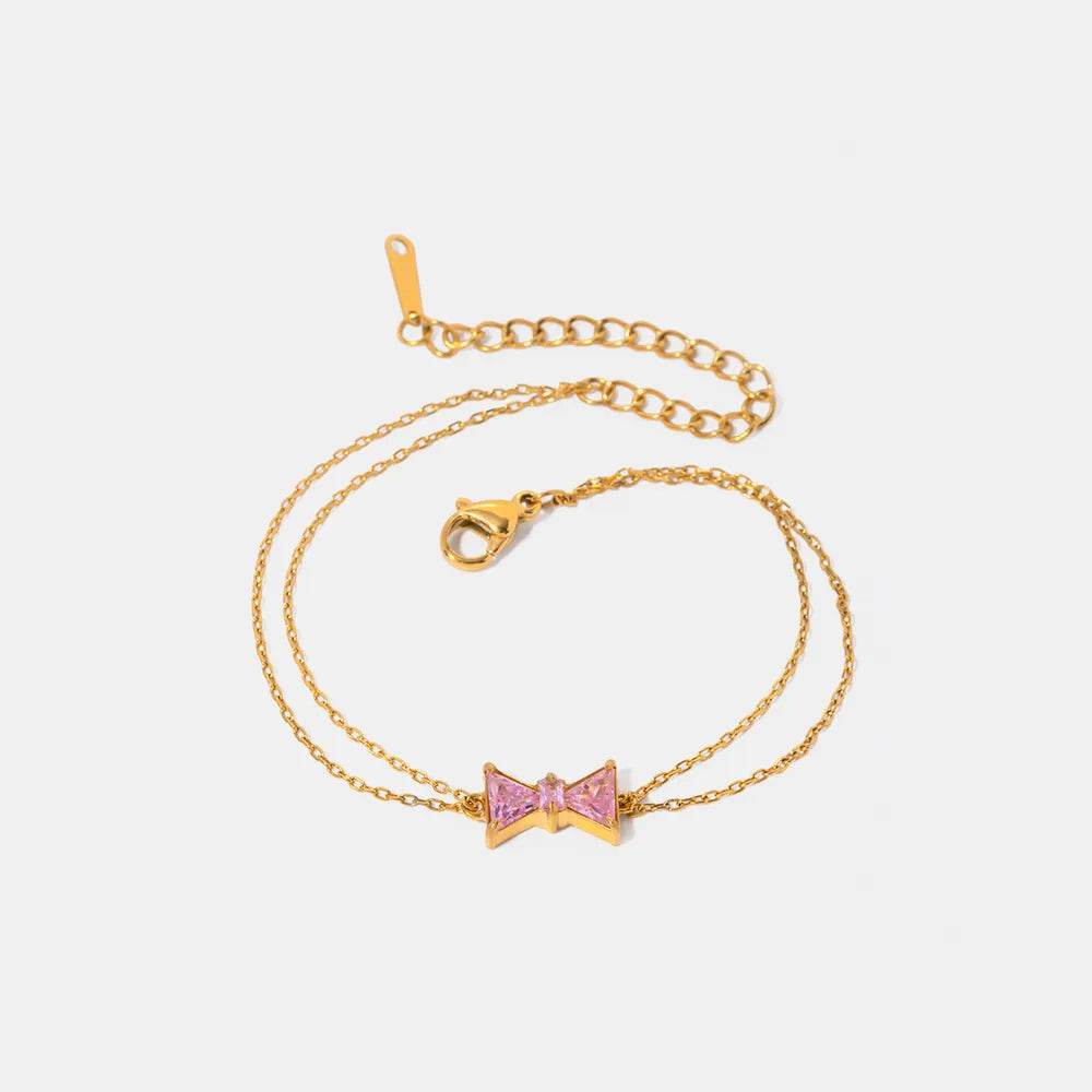Stainless Steel Zircon Bow Bracelet - ELY VESSA LLC