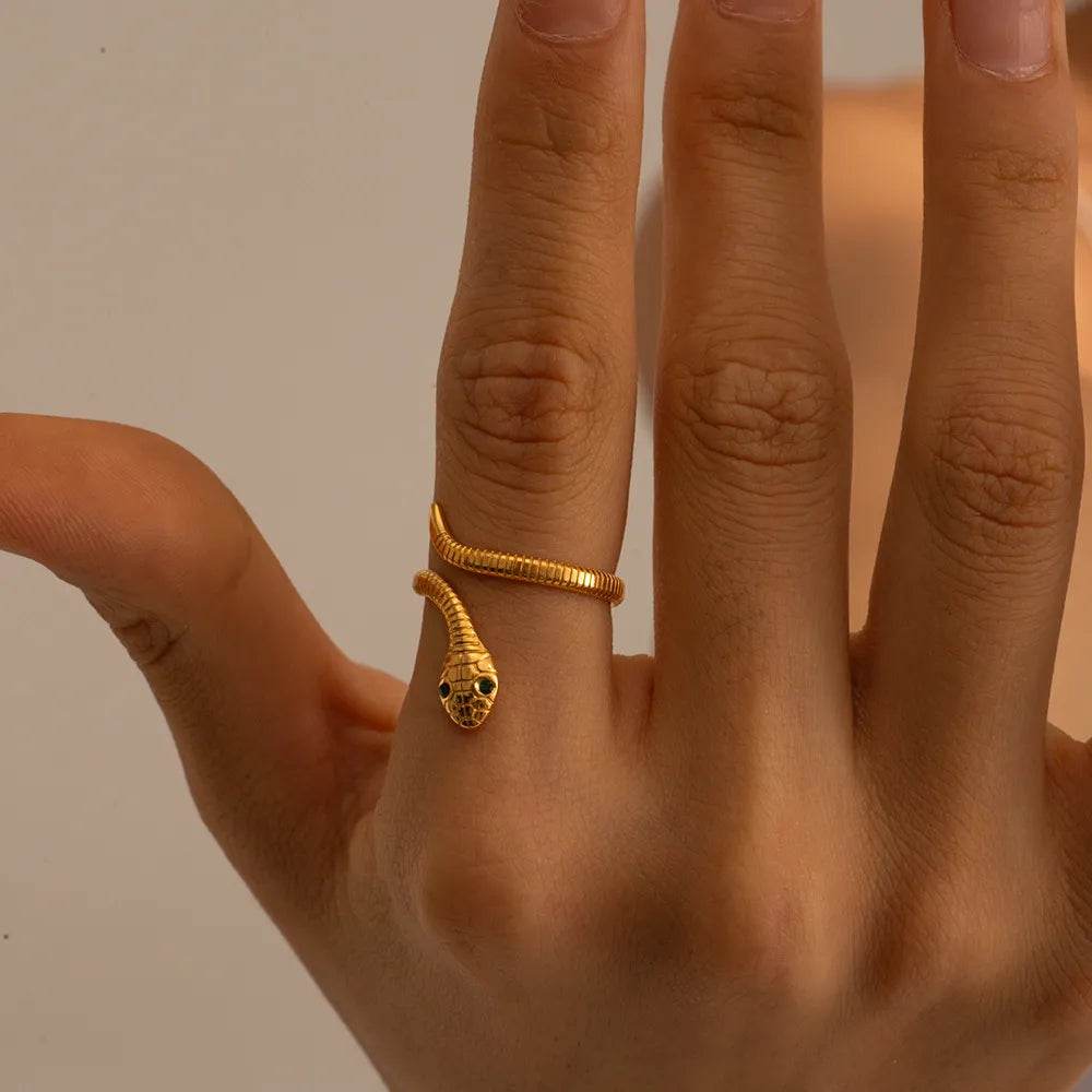 18K Gold-Plated Snake Wrap Adjustable Ring - ELY VESSA LLC