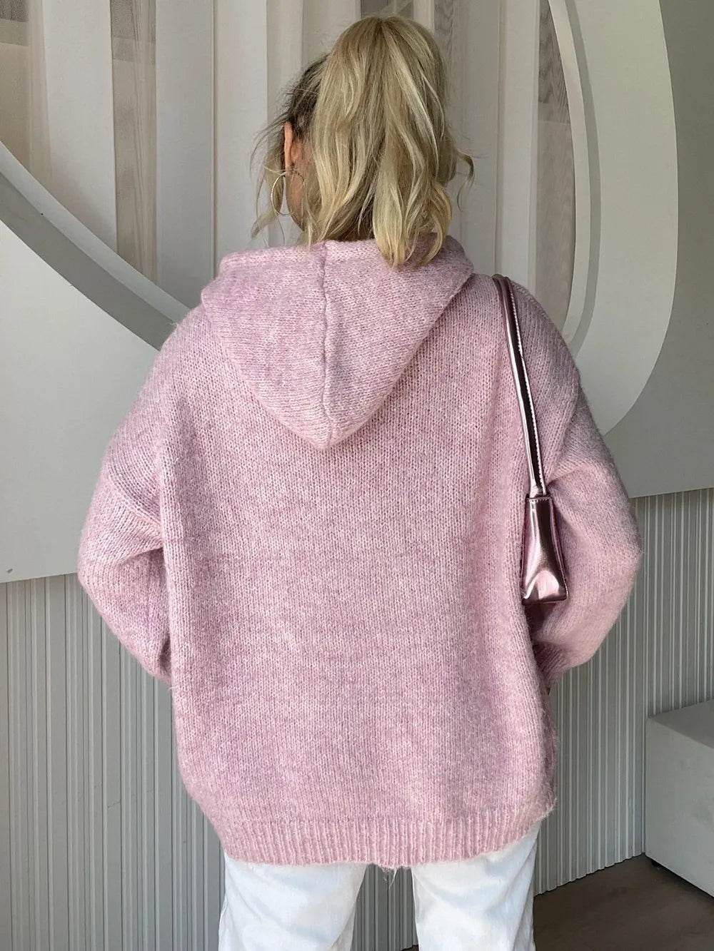 Drawstring Button Down Hooded Cardigan - ELY VESSA LLC
