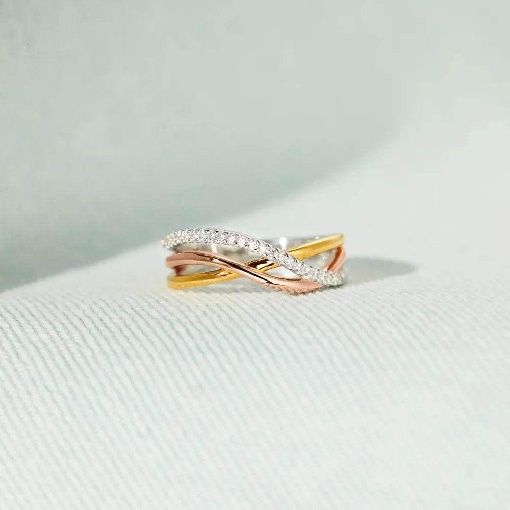 Crisscross Gold-Plated 925 Sterling Silver Ring - ELY VESSA LLC