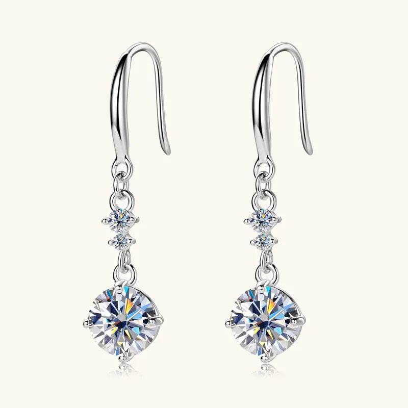 2 Carat Moissanite 925 Sterling Silver Earrings - ELY VESSA LLC