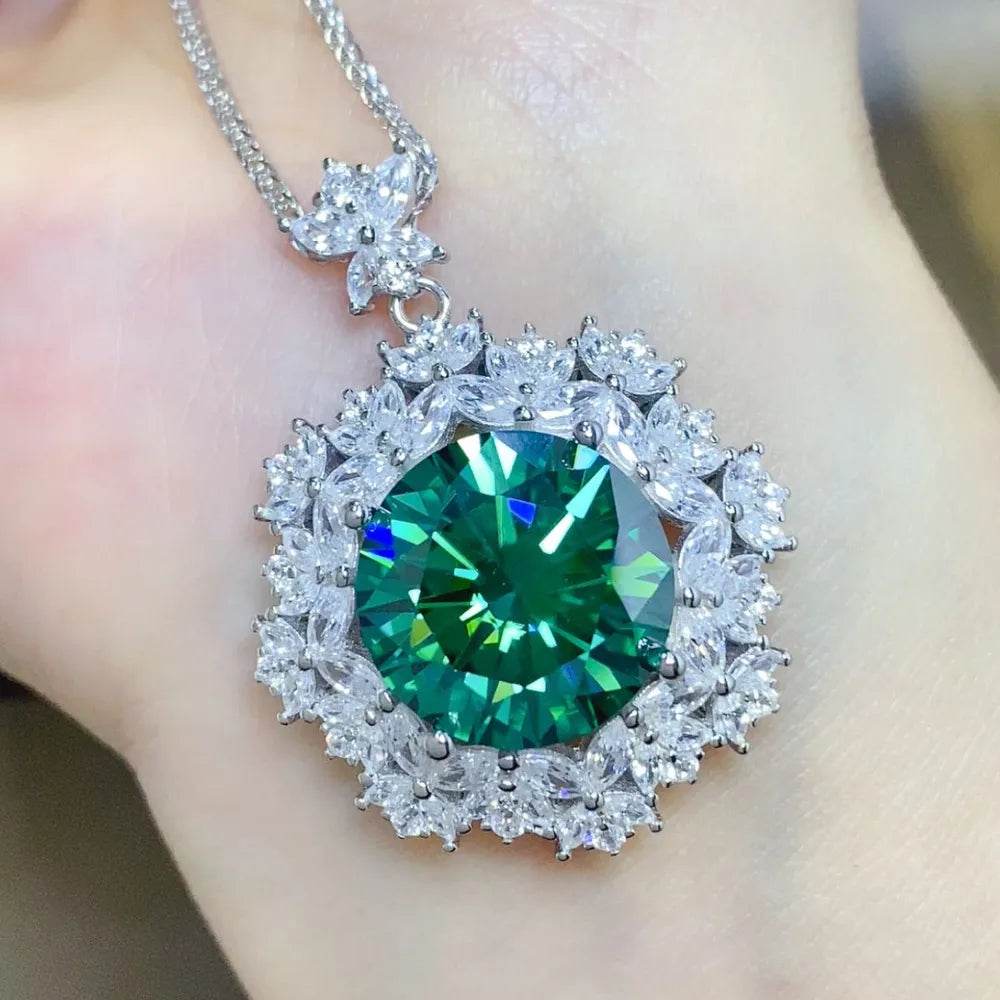 10 Carat Moissanite 925 Sterling Silver Pendant Necklace - ELY VESSA LLC