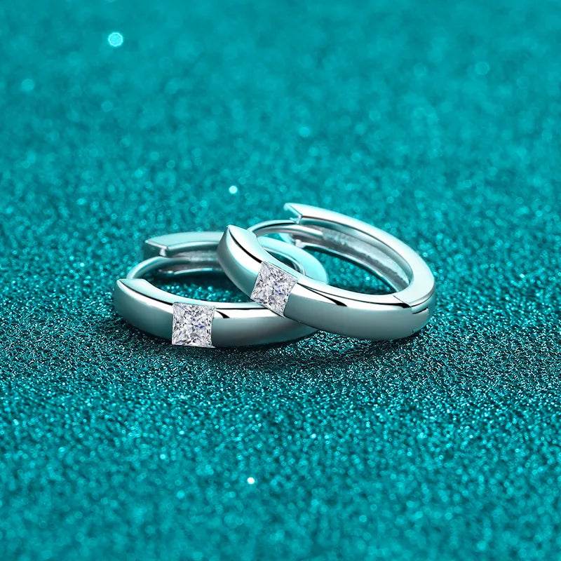 925 Sterling Silver Moissanite Huggie Earrings - ELY VESSA LLC
