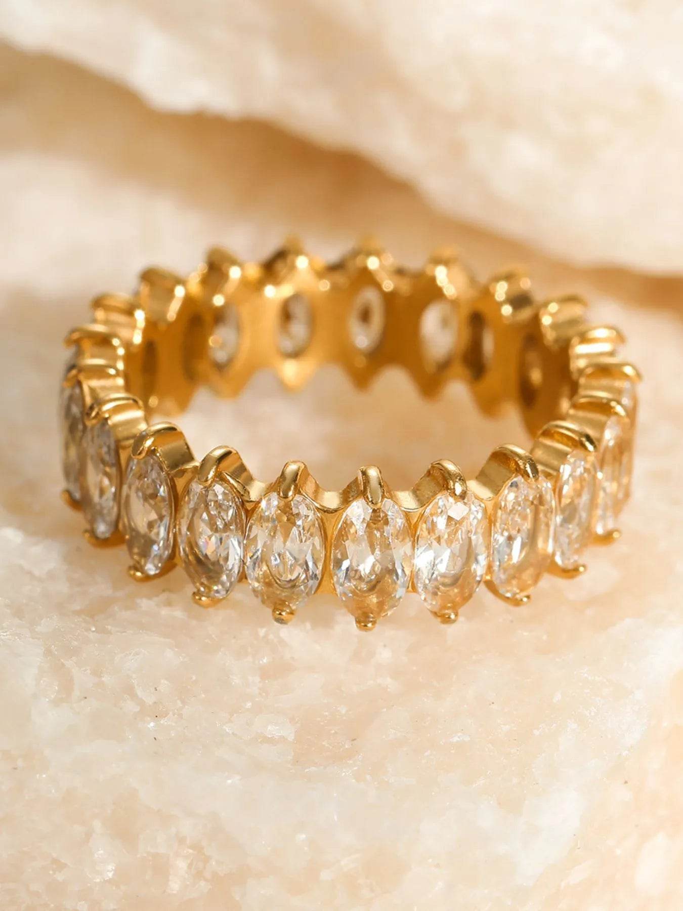 18K Gold-Plated Stainless Steel Zircon Ring - ELY VESSA LLC