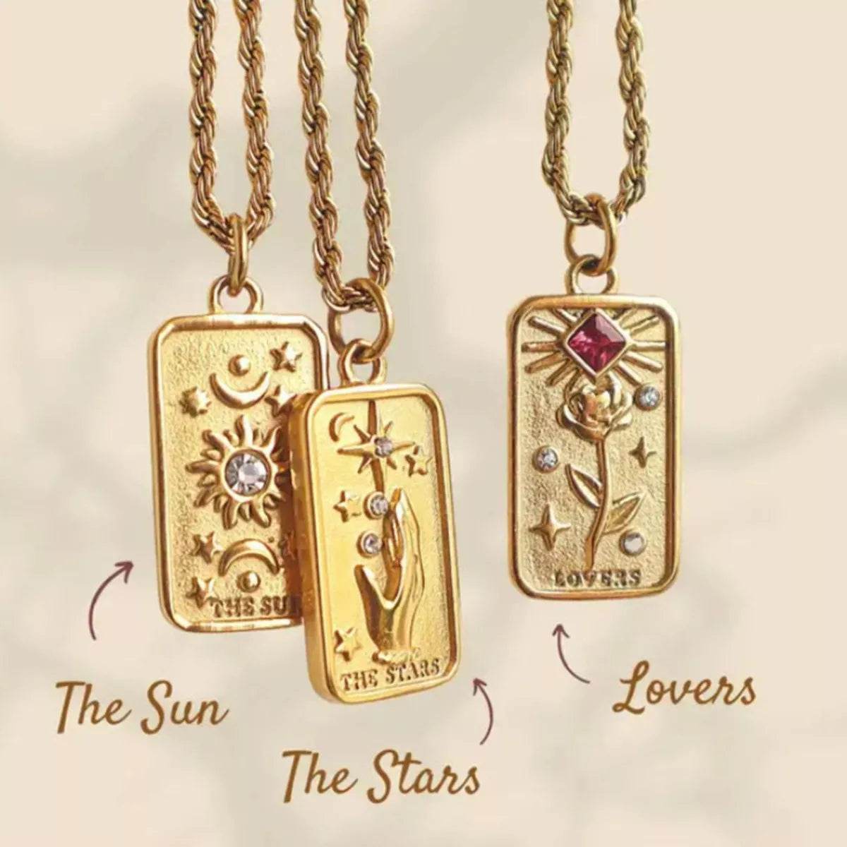 18K Gold-Plated Tarot Card Necklace - ELY VESSA LLC