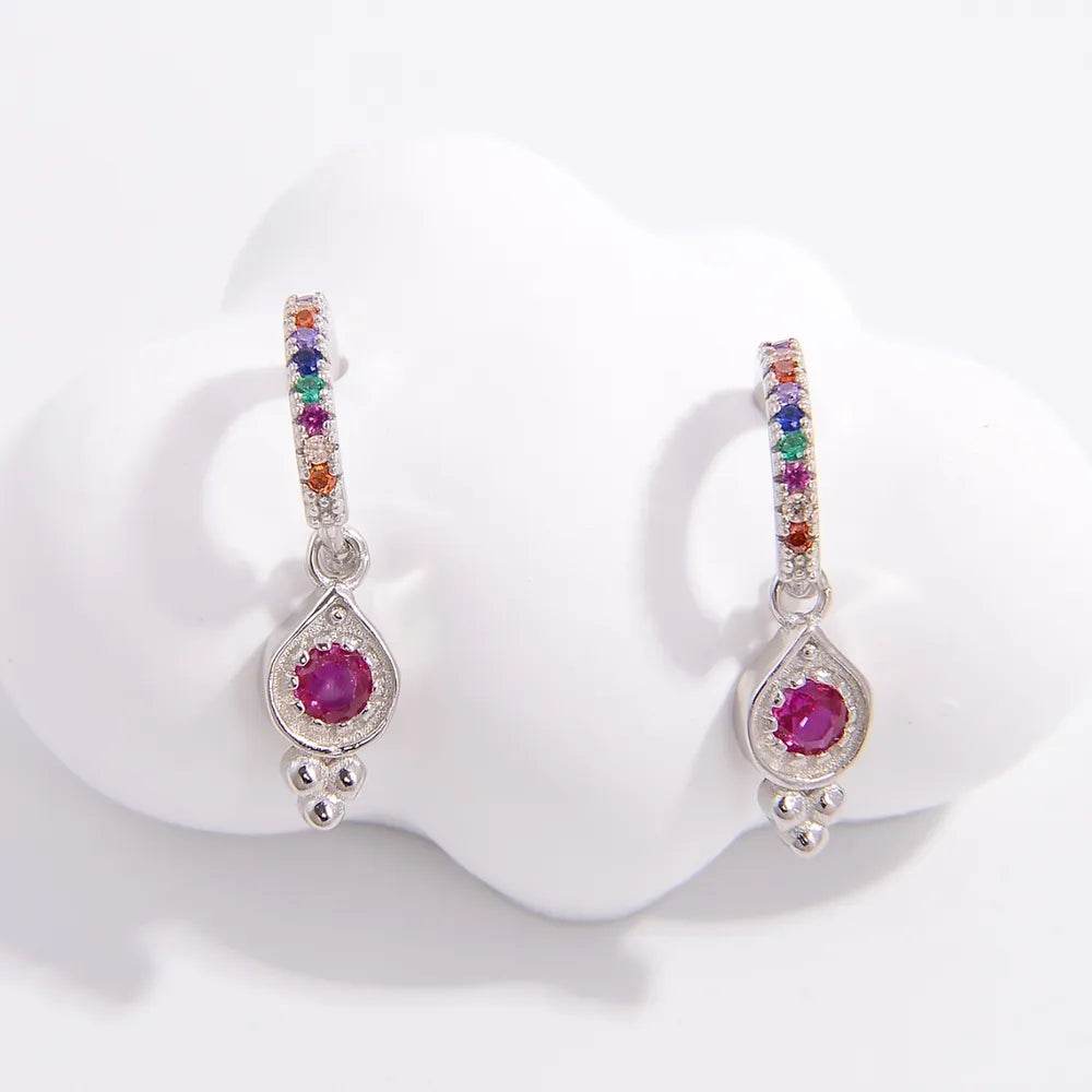 925 Sterling Silver Inlaid Zircon Earrings - ELY VESSA LLC
