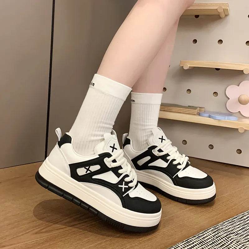 Round Toe Lace Up Sneakers - ELY VESSA LLC