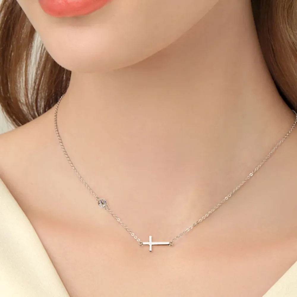 Cross 925 Sterling Silver Moissanite Necklace - ELY VESSA LLC