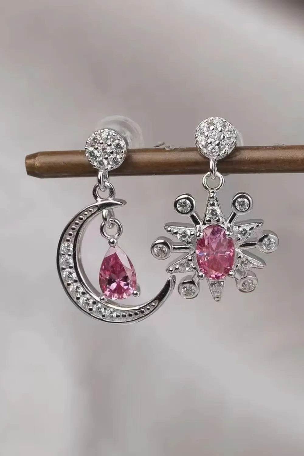 1 Carat Moissanite 925 Sterling Silver Moon & Star Earrings - ELY VESSA LLC