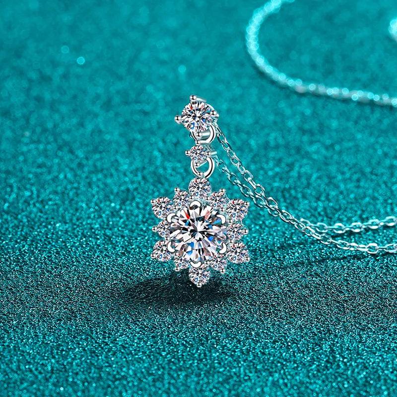 1 Carat Moissanite Zircon 925 Sterling Silver Necklace - ELY VESSA LLC