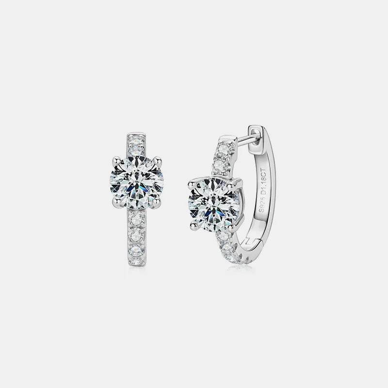 2.36 Carat Moissanite Zircon 925 Sterling Silver Hoop Earrings - ELY VESSA LLC