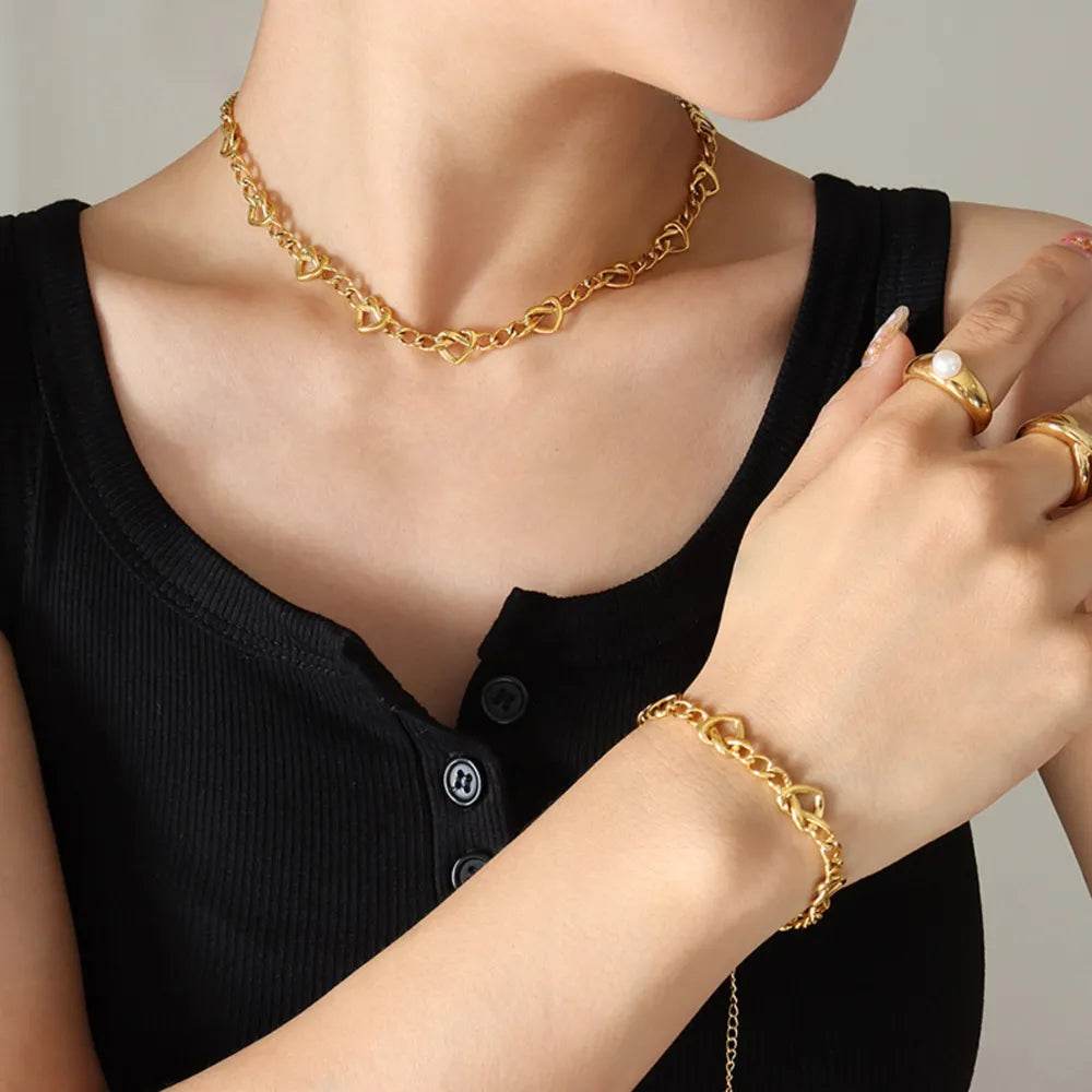 Brass Titanium Steel Necklace - ELY VESSA LLC