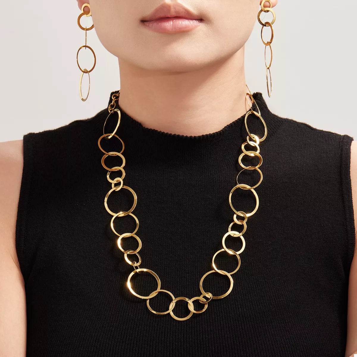 18K Gold-Plated Chain Link Statement Necklace - ELY VESSA LLC