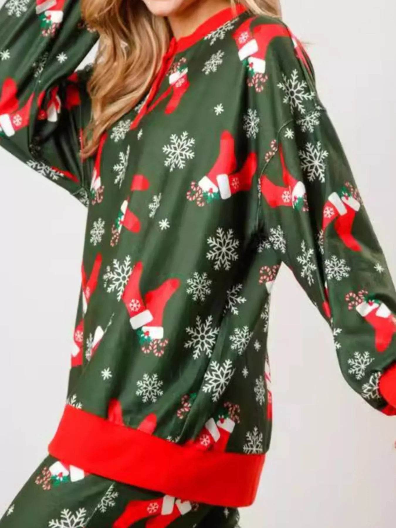 Christmas Long Sleeve Top and Pants Lounge Set - ELY VESSA LLC
