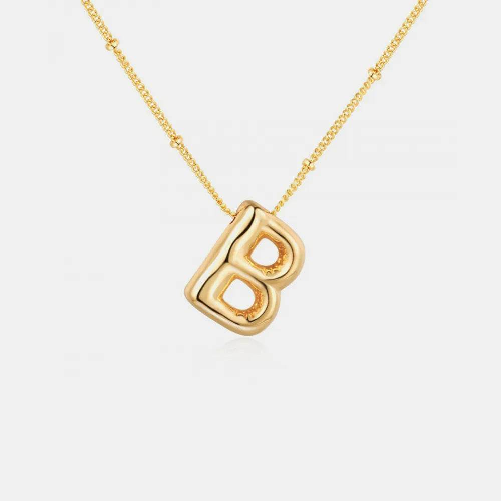 Gold-Plated Bubble Initial Necklace - ELY VESSA LLC
