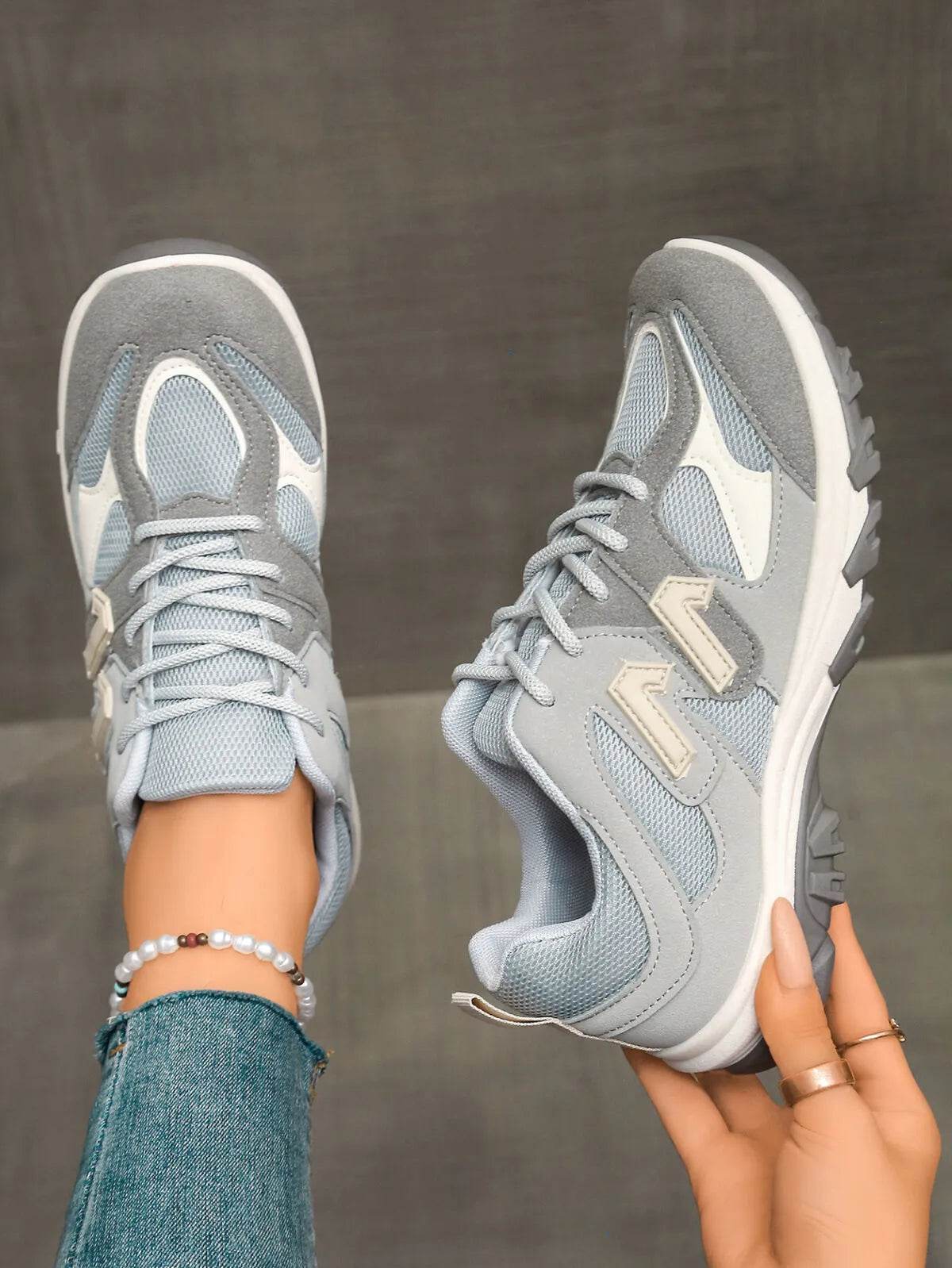 Contrast Lace Up Athletic - ELY VESSA LLC