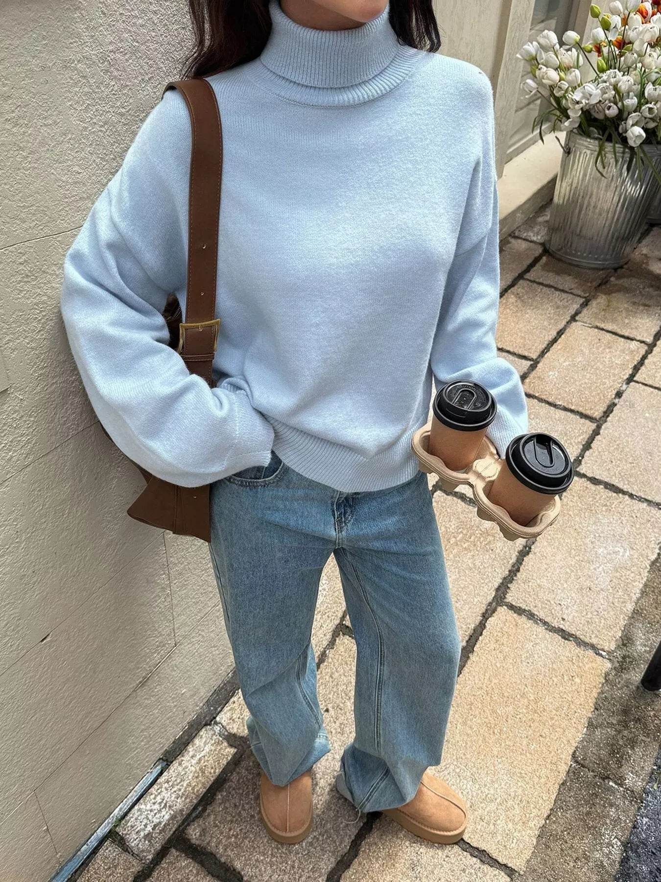 Turtleneck Long Sleeve Sweater - ELY VESSA LLC