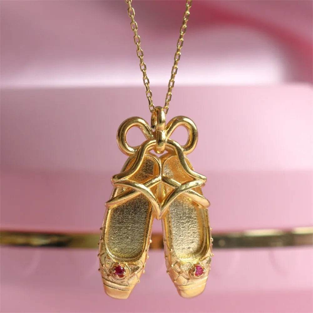 Copper Ballet Shoe Pendant Necklace - ELY VESSA LLC