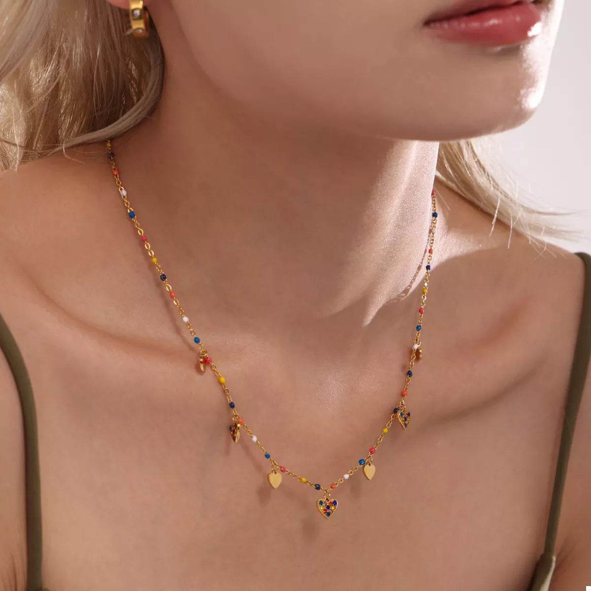 18K Gold-Plated Heart Charm Necklace - ELY VESSA LLC