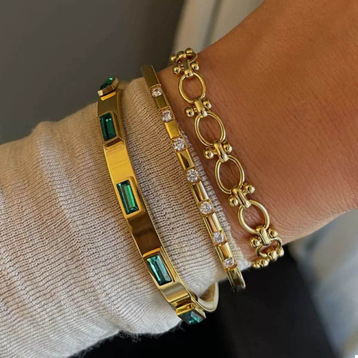 18K Gold-Plated Stainless Steel Zircon Bracelet - ELY VESSA LLC