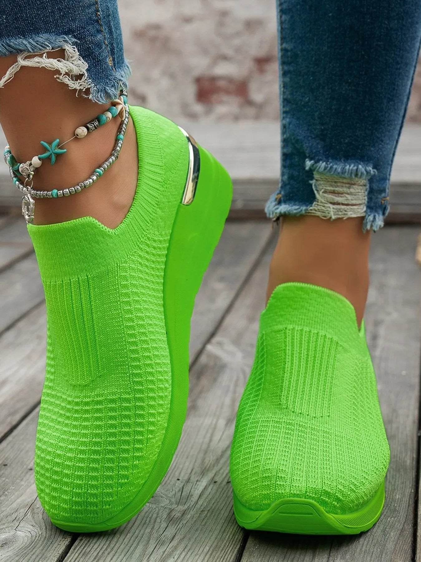 Round Toe Wedge Sneakers - ELY VESSA LLC