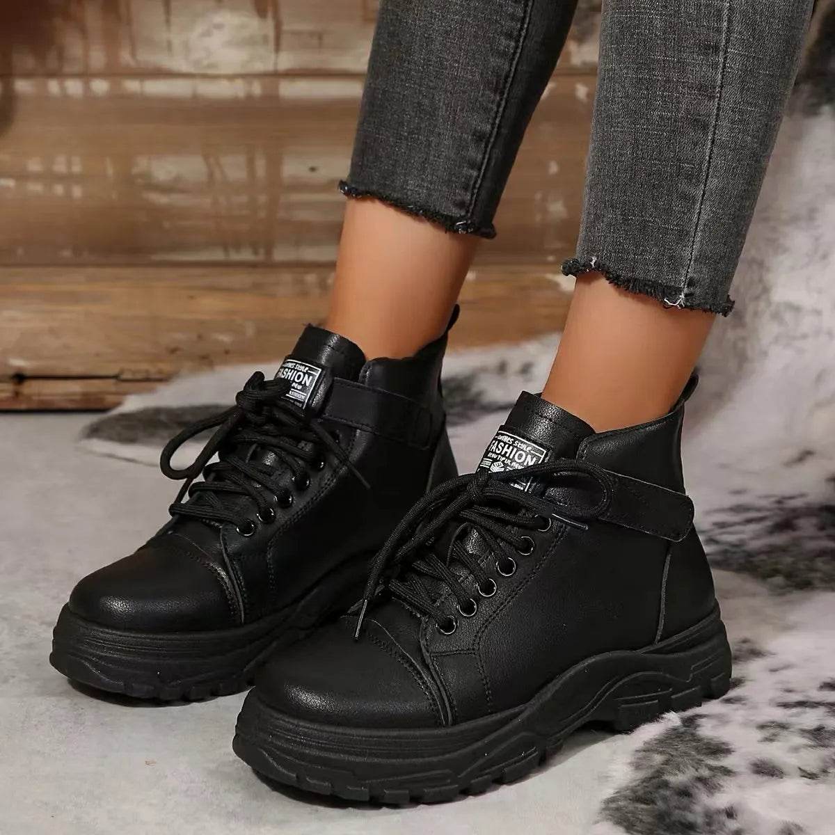 Lace Up Platform Combat Boots - ELY VESSA LLC