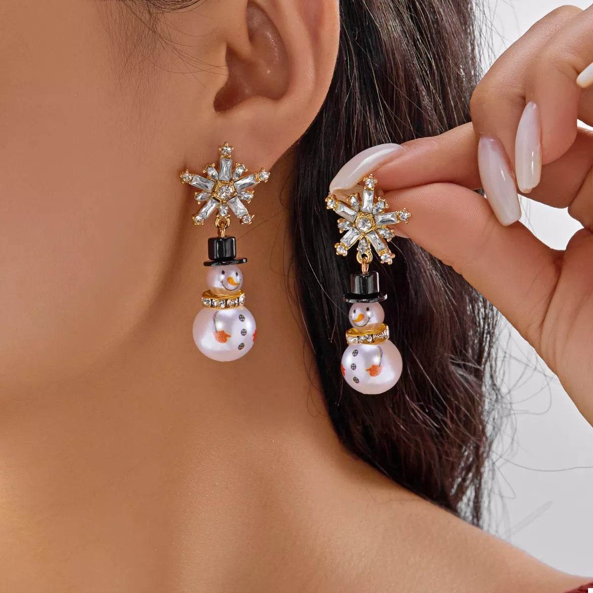Christmas Snowman Drop Earrings - ELY VESSA LLC