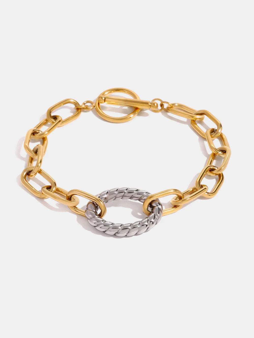Two-Tone Stainless Steel Chain Bracelet - ELY VESSA LLC