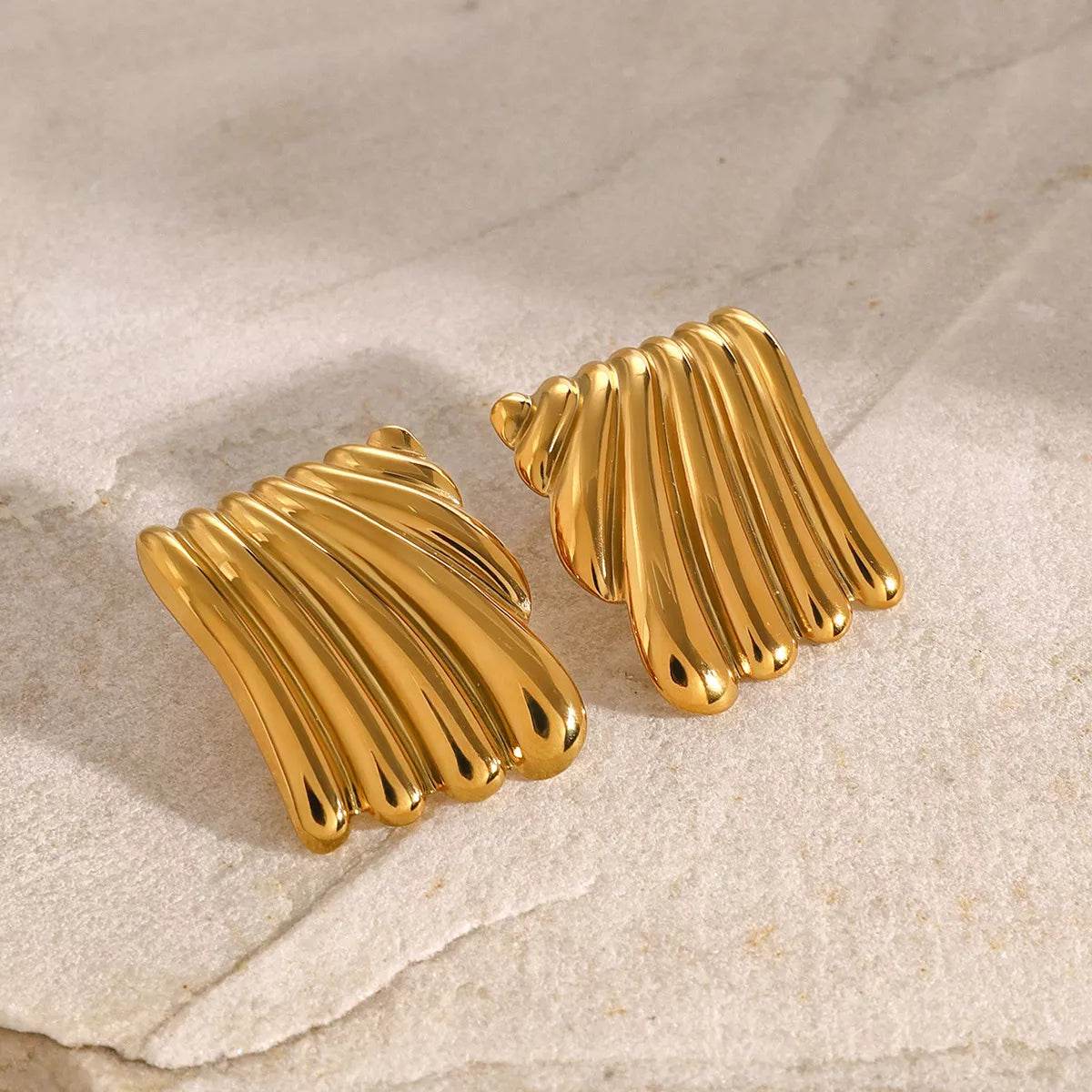 18K Gold-Plated Stainless Steel Minimalist Stud Earrings - ELY VESSA LLC
