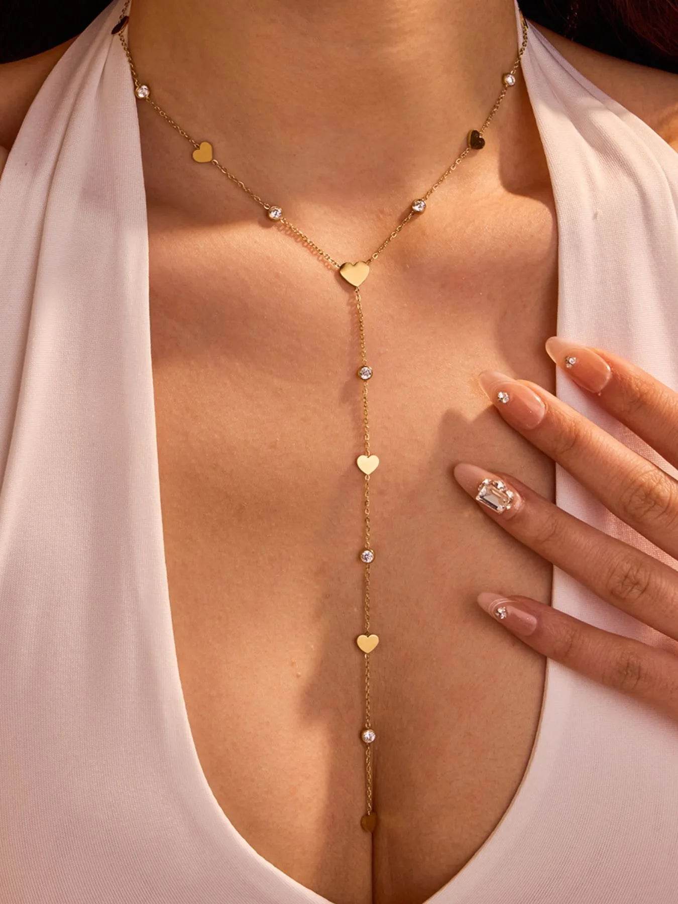 18K Gold-Plated Heart Zircon Necklace - ELY VESSA LLC