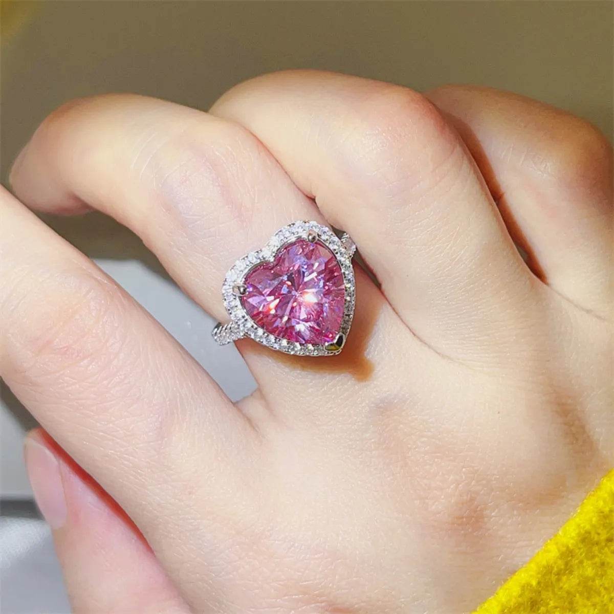 5 Carat Moissanite 925 Sterling Silver Heart Ring - ELY VESSA LLC