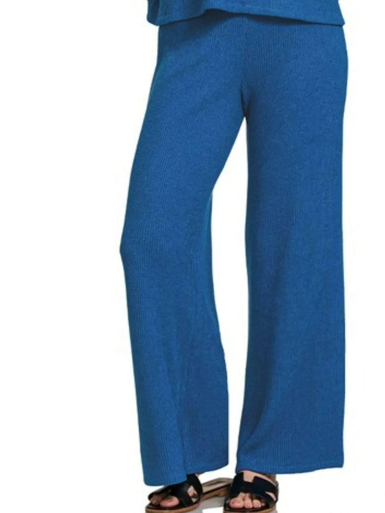 Zenana Sweater Boxy Top & Long Pants Set - ELY VESSA LLC