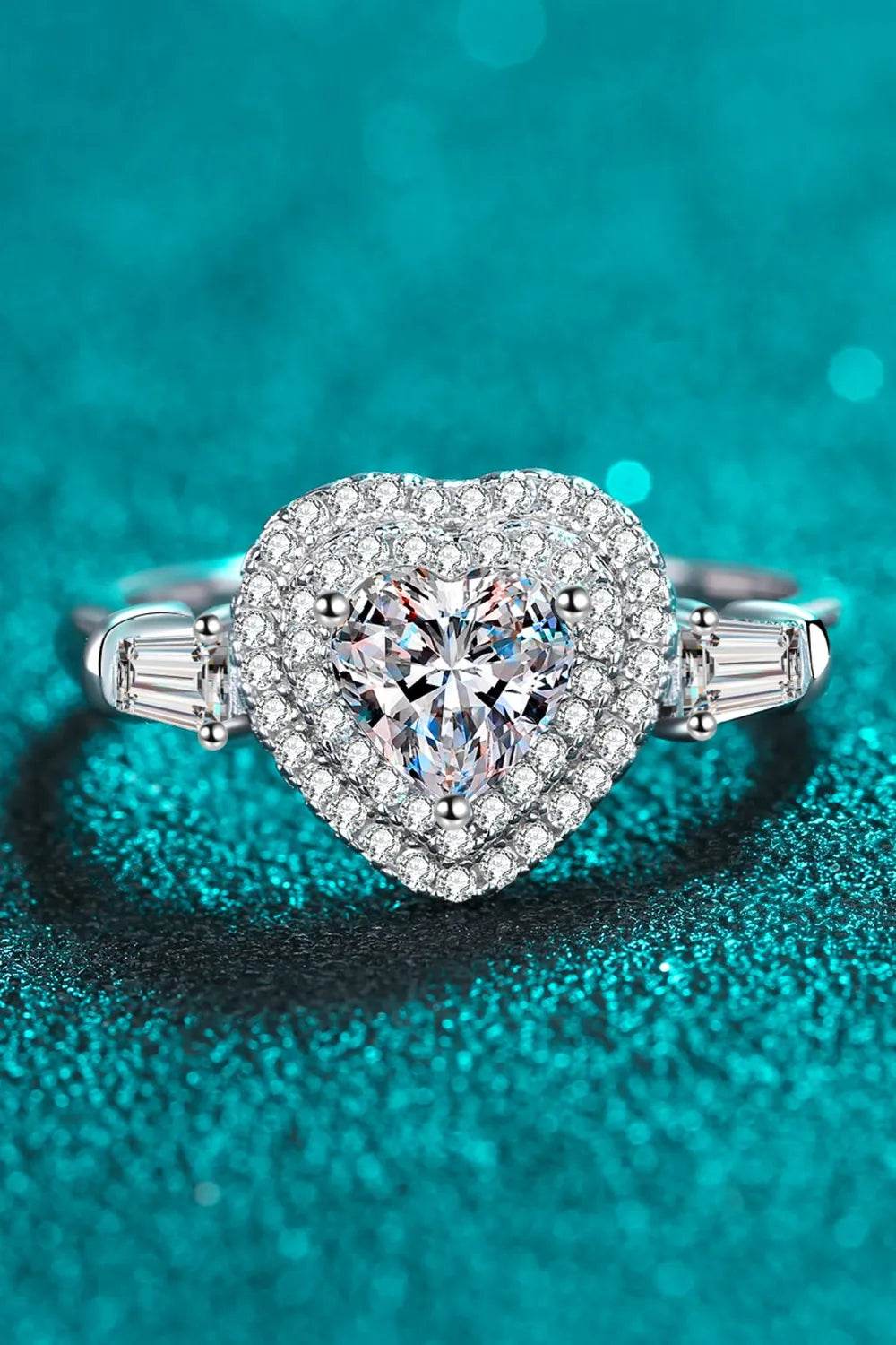 1 Carat Moissanite 925 Sterling Silver Heart Ring - ELY VESSA LLC