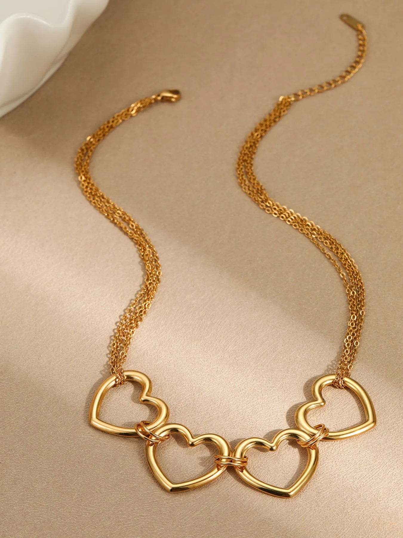 18K Gold-Plated Stainless Steel Heart Necklace - ELY VESSA LLC